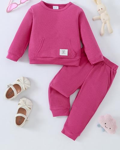 Image of Weebaby Baby Girl Clothes Infant Toddler Girl Clothing Ruffle Shirt High Low Top Floral Allover Pant Little Girls Clothes