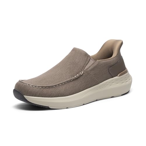 Bruno Marc Men's Hands Free Slip on Loafers Casual Sneakers Canvas Walking Shoes 9.5 Brown