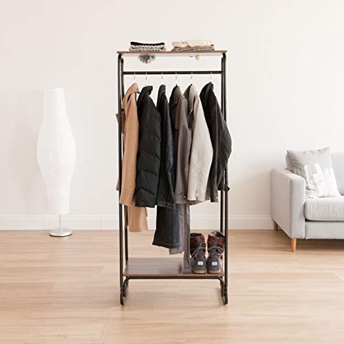 image for IRIS USA, Inc. Clothing Rack, Clothes Rack with 2 Wood Shelves, Freest