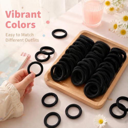 Seamless Hair Ties 50 Pack No Damage Elastic Bands for Women (Black)