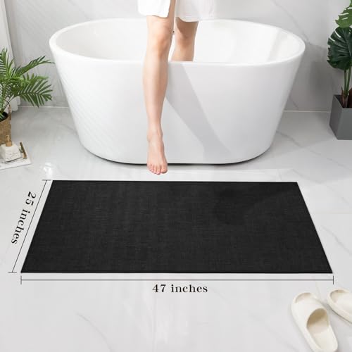 chakme Bathroom Rugs Mat 25x47, Ultra Thin Non Slip Bath Mat Large Quick Dry Absorbent Bath Mat for Bathroom Floor, (Black, 47"x25") by chakme - Image 2