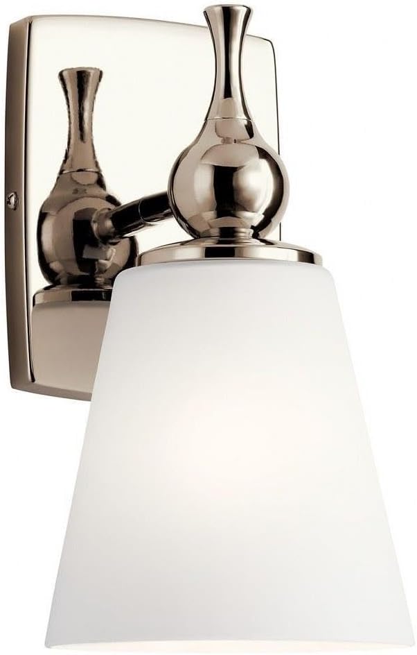 Kichler Cosabella 6 Inch 1 Light Wall Sconce with Satin Etched Case Opal in Polished Nickel Polished Nickel 1-Light
