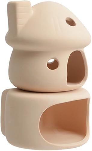 YXQ Decoración de acuario Casa de hongos de cerámica con cueva para pecera, paisaje a camarones pequeñospeces de colores ocultando descanso y raza