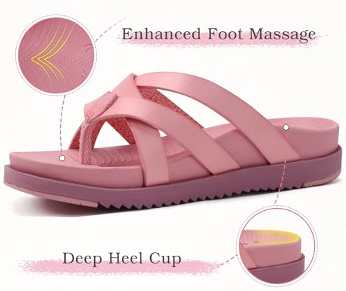 Image of KuaiLu Womens Dressy Orthotic Flip Flops Trendy Comfortable Cushion Recovery Walking Criss Cross Thong Sandals Lightweight Yoga Foam Summer Slides with Plantar Fasciitis Arch Support
