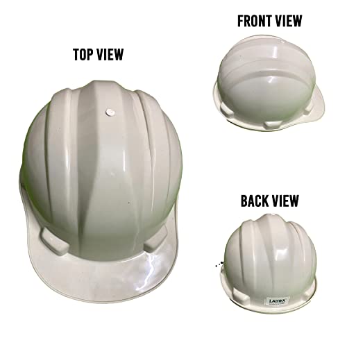 Image of LADWA White Heavy Duty Superior Safety Helmet, ISI Marked Protective Hard Hat for Construction, Industrial and Outdoor Workplace Safety Use (Pack of 3)