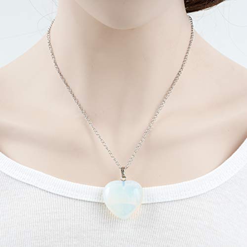 Creative Club 750253023386 1Pc You Are My Only Love 1Pc Lab Created White Opal Gemstone Large Heart Pendant Necklace Healing Reiki Chakras Energy Rock 18 Inch Stainless Steel Surgical Jewelry Ggp8-7 thumb #6