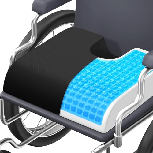 TranquilMoments Seat Cushion, Gel Wheelchair Seat Cushion，Ergonomic Chair Cushions for Office Chairs & Car, Relieve Sciatica, Back and Tailbone Pain, Removable Cover & Non - Slip Bottom, Black