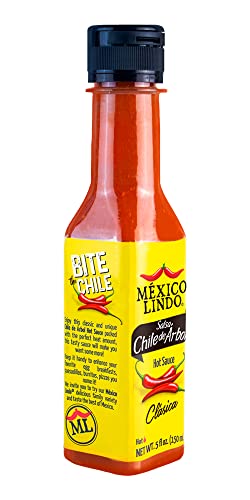 Image of Mexico Lindo Chile de Arbol Hot Sauce Ingredients | 12,190 Scoville Level | Classic Flavor | 5 Fl Oz Bottles (Pack of 3)