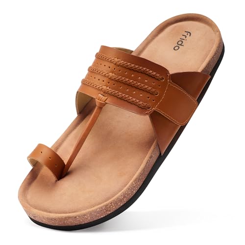 Image of Frido Puneri Chappal for Men | Available in 2 Options- Arch Support & Without Arch | Traditional Indian Leather Sandals with Memory Foam, Wide Toe Box & Zero Drop Design | Adjustable Ethnic Footwear