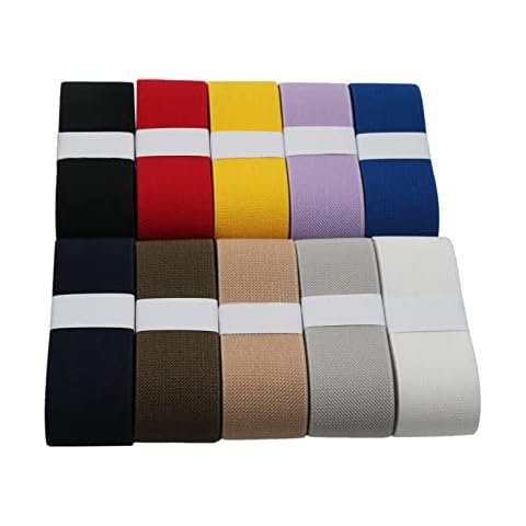 1 1/2 Inch 20 Yards Knit Elastic Band Double-Side Twill Woven Elastic Heavy Stretch High Elasticity for Sewing Pants Waistband, Wigs, Skirts, Craft DIY Projects Mixed Color Cover