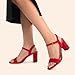 DREAM PAIRS Women's Chunky Heels Block Round Open Toe Ankle Strap Heel Fashion Wedding Party Comfort Dress Sandals Shoes,Size 8.5,Red,DWUMHS2528