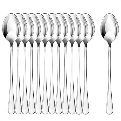 Com-Four 12 Cucchiai per Latte Macchiato in Acciaio Inox, cucchiaio Lungo per Specialità di Caffè
