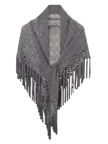Image of Verdusa Women's Boho Fringe Crochet Shawl Hollow Out Knitted Wrap Cape Cardigan