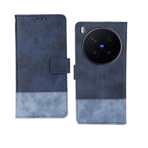 Image of amazon basics Vivo X300 Pro 5G Flip Cover | Card Pockets Wallet & Stand | Flip Cover for Vivo X300 Pro 5G (Double Blue)
