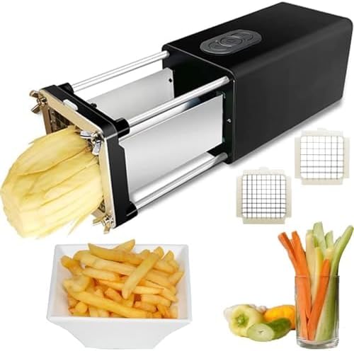 Electric French Fry Cutter with Stainless Steel Blades-Heavy Duty Kitchen Tool for Slicing Potatoes,Carrots,and Cucumbers