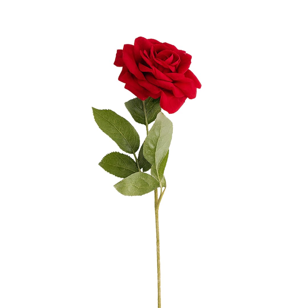 Apac Red Velvet Rose Artificial Silk Flower 58Cm – Faux Long Stem Rose For Home Décor, Bouquets & Romantic Arrangements