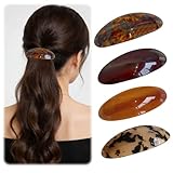 4 Stück Acetat Haarspange für Damen Große Ovale Vintage Französische Schildpatt Haarspangen Snap Haarspangen für Frauen und Mädchen mit Dickes und Dünnes Haar