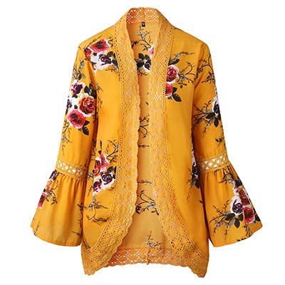 3nh Women’s Cardigan Lace Shirt Ladies Clothes Plus-Size Summer Tops Cotton Yellow