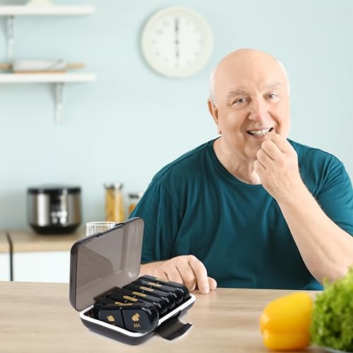 Image of Premium Weekly pill organizer 2 times a day, Medicine organizer box| Medicine box for Home, portable travel pill box weekly with large compartments moisture-proof pill case for vitamin, Medicine, pills, supplements (Black-2 Compartment)