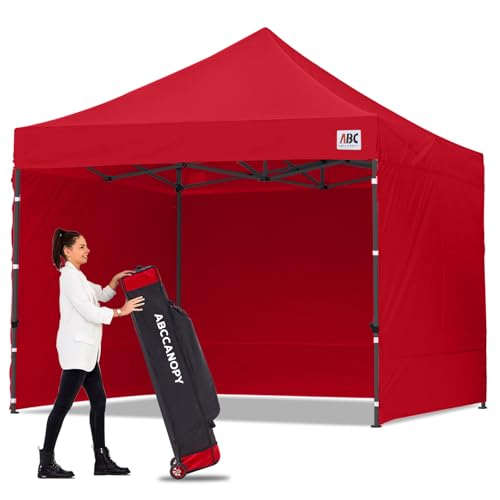 Image of ABCCANOPY Heavy Duty Easy Pop up Canopy Tent with Sidewalls 10x10, Red