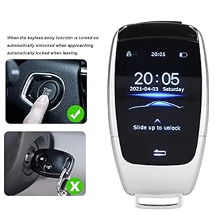 Smart Remote Car Key, Universal TK900 LCD Touch Screen Smart Key Remote Keyless Entry for Start Stop Engine Button Models Car, Anti Theft Vehicle Car Remote Control Key, Window Lift Function(Silver)