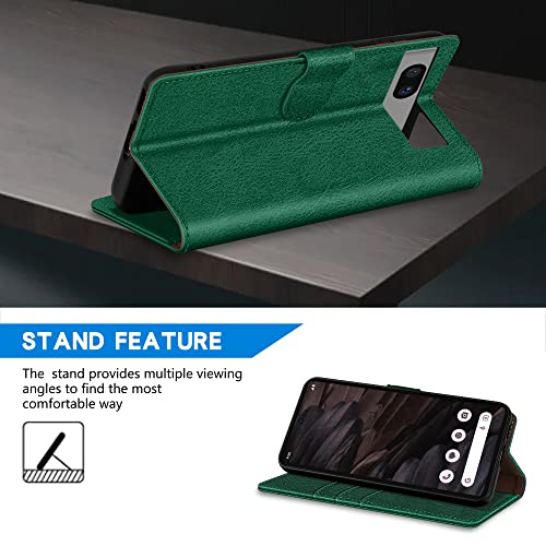 Image of ZZXX for Google Pixel 7a Wallet Case Magnetic Closure 6.1 inch,Green