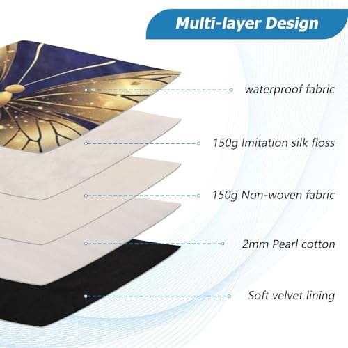 Funda Azul Dorado Mariposa para Portátiles 13-14 Pulgadas miniatura 4