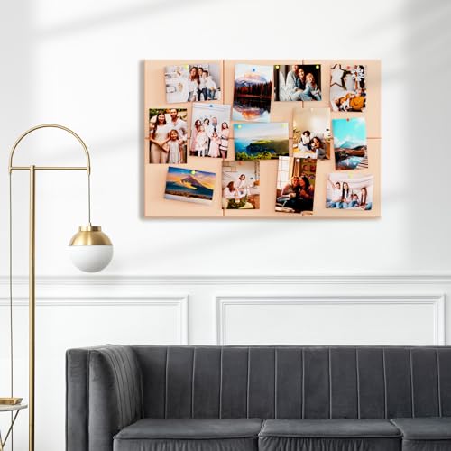 Image of MaxGear Felt Bulletin Board 36 inch x 24 inch, Peach Beige Felt Wall Tiles Push Pin