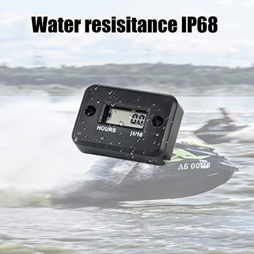 HonorMeet Digital Kettensäge Stundenzähler,LCD Induktive Stunden Zähler für Rasenmäher mit Montagehalterung,arbeitet an Gasmotor angetrieben Garten Traktor Luftkompressor Generator Motorradboot ATV.