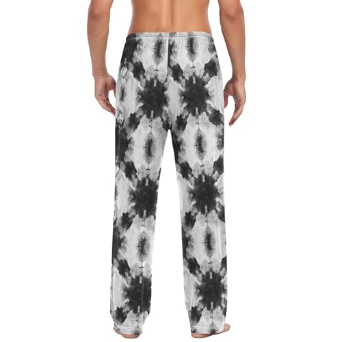 Black Tie-dye Men’s Pajama Bottoms Straight Leg Lounge Pants with Soft Touch Fabric2