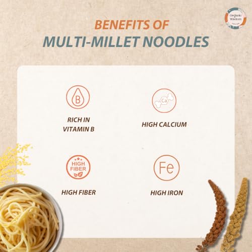 Organic Wisdom-Back to Roots Multi Millet Vegan Noodles | 384 Gm(Contains 2 Packs)| Made With 8 Super Grains | Not Fried - Sun Dried | Junk Free | No Maida, Msg or Refined Oil