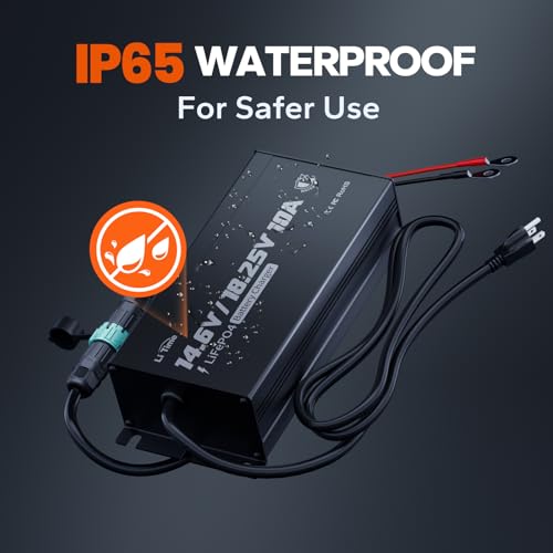 Image of LiTime 12V /16V 10A LiFePO4 Charger, IP65 Waterproof, 14.6V /18.25V Output
