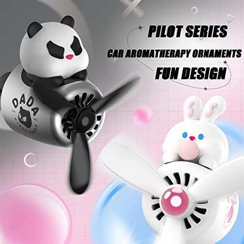Image of Car fragrance diffuser pilot car air outlet fragrance diffuser cartoon rotating fan leaf car perfume cute cartoon shape car perfume air freshener with 2 fragrances (rabbit 1)