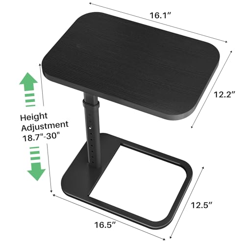Image of Kitstorack Upgraded TV Tray Table with Panel Lock, Adjustable Height & 90 Flip-Over Design, Sofa Arm End Side Table for Eating, Dinner, Snack, Laptop, Couch, Bed, Chair or Small Spaces, Black