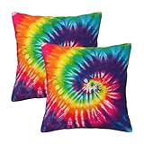 Tie Dye Farmhouse Throw Pillow Covers 18x18 in Pillow Case Soft Outdoor Pillow case Cushion Covers Set of 2 for Sofa Bed Bedroom Car Chair Living Room Home Decorative