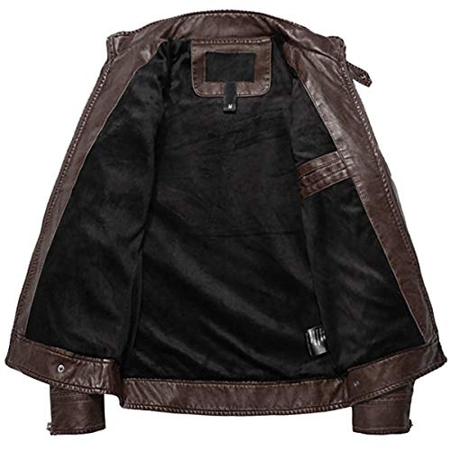 Wulful Men's Vintage Stand Collar Leather Jacket Motorcycle Pu Jacket And Coat #TOP1