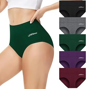 Fullluwaa Unterhosen Damen 5er Pack, Damen Unterwäsche Hoher Bund mit Shape & Baumwolle, Atmungsaktiv
