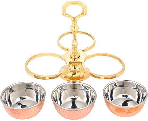 Zap Impex ZAP-098 Traditional Indian Pickle Serving Set - Brass And Copper, Serving Bowl thumb #2