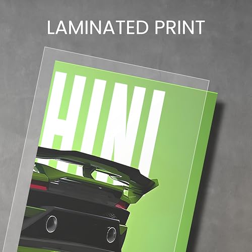 Image of Posternet Super Car Split Poster Set, 12 inch x 18 inch, Split Design Wall Decor Posters For Bedroom, Living Room, Office. (Lambo Back)
