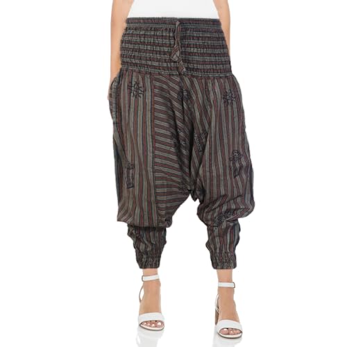 Womens Stonewashed Striped Harem Pants Hippie Trouser