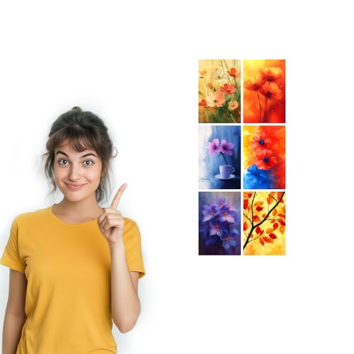 Image of SiddArtify Floral Watercolor Wall Art Prints Set - Botanical Flower Poster Decor for Living Room Bedroom - Set of 2-4x6 Inch - Board (Pack of 6) - Sticker (Pack of 6)
