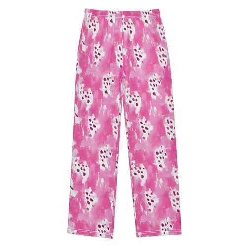 Pajama Pants Pink White Fuchsia Leopard PJ Bottoms Sleepwear Lounge Sleep Pant with Pockets