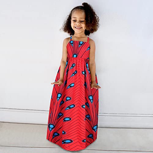 Cute Kids Girls Sleeveless African Ankara Dress Toddler Traditional Style Princess Dashiki Print Casual Dress4