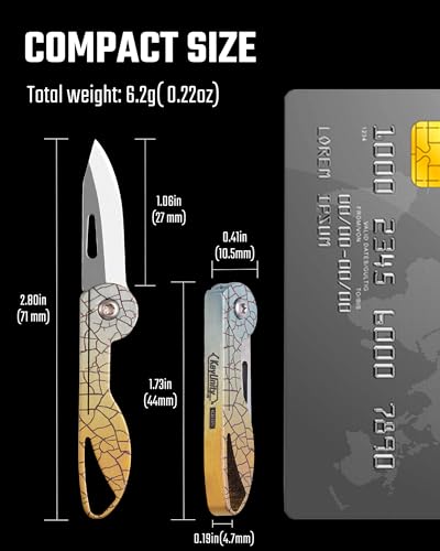 Image of KeyUnity KK05 Titanium Mini Pocket Knife, 1.06-Inch Blade, Yuzu | Lightweight EDC Knife for opening packages and snack wrappers, removing clothing tags, and handling everyday tasks