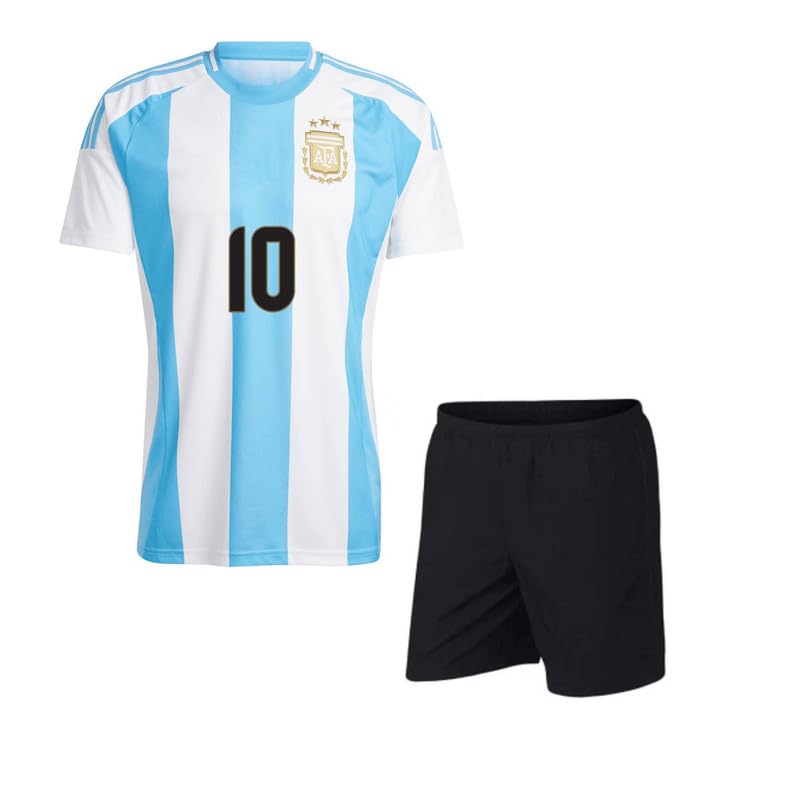 White Blue Argeentinaa Meesii 10 Football Jersey with Shorts 2024 for (Kids & Men & Boys)