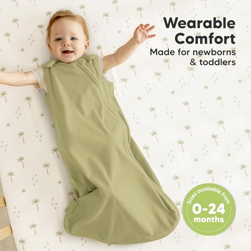 Image of 2-Pack Organic Baby Sleep Sacks, 100% Cotton 0.5TOG (Avocado, 6-18M) | Soft Breathable, Baby Wearable Blanket, Toddler Sleeping Sack 6-18 Months, Easy to Wear Transitional Swaddles for Newborns