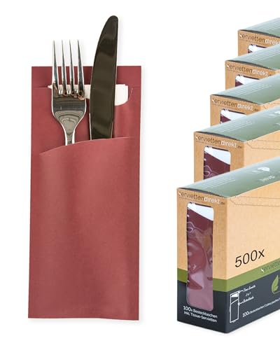 PG PrimeGuest SUPPLY 85x190mm Bestecktasche mit Serviette, 2-lagige Tissue-Serviette in Weiß Bestecktaschen ideal für Gastronomie und Feiern 500...
