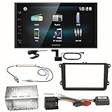 Passend für VW: Kenwood DMX-125DAB Bluetooth USB DAB+ MP3 Digitalradio Autoradio Einbauset für Golf 5 6 Passat 3C CC B7 Touran