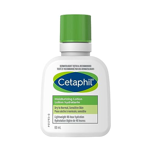 Cetaphil Moisturizing Lotion, Hydrating Body Lotion & Moisturizer for Sensitive & All Skin Types, Fragrance Free, Hypoallergenic, Non-Comedogenic, Dermatologist Recommended, 60 ml