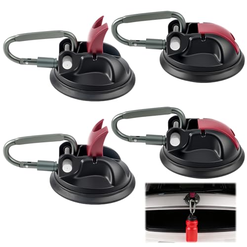 Topsky Ventosa, 4 unidades de ventosas extrafuertes para camping y hogar con 4 mosquetones para montañismo, ganchos para copa de succión, para tiendas de campaña, camping, coche, autocaravana y